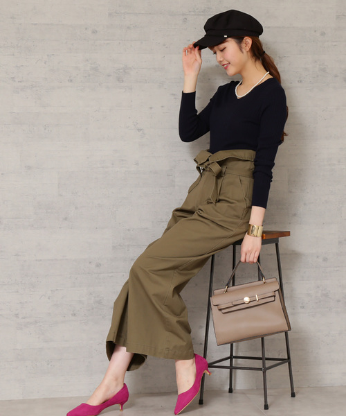 N.（N. Natural Beauty Basic）（エヌエヌナチュラルビューティーベーシック）の「デザインウエストチノワイドパンツ（その他パンツ・レディース・ベージュ/レッド/カーキ・MEDIUM）」の13枚目の写真