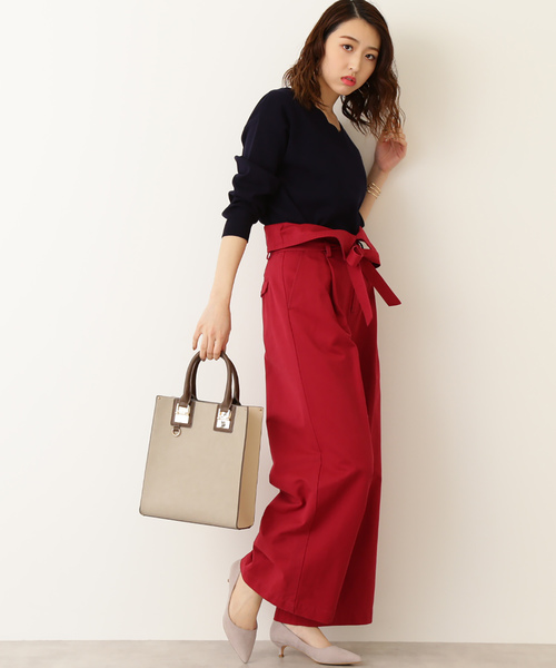 N.（N. Natural Beauty Basic）（エヌエヌナチュラルビューティーベーシック）の「デザインウエストチノワイドパンツ（その他パンツ・レディース・ベージュ/レッド/カーキ・MEDIUM）」の11枚目の写真