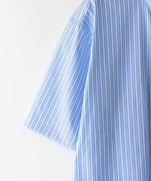 INDIVIDUALIZED SHIRTS ブルー ストライプ 半袖シャツ INDIVIDUALIZED SHIRTS（インディビジュアライズドシャツ）の