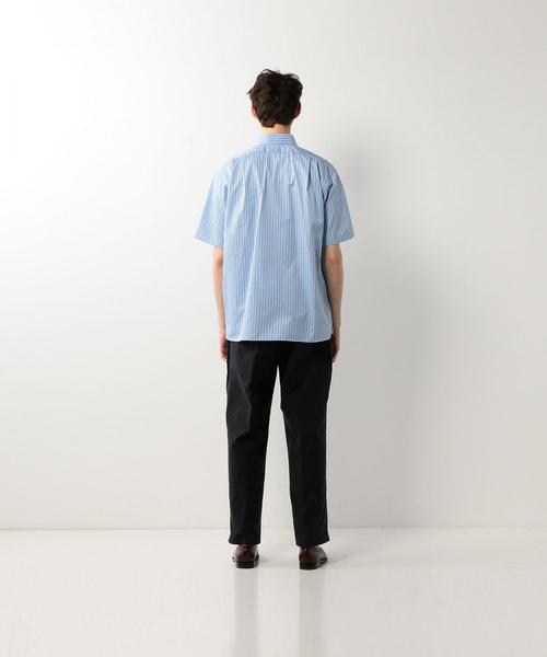 INDIVIDUALIZED SHIRTS ブルー ストライプ 半袖シャツ INDIVIDUALIZED SHIRTS（インディビジュアライズドシャツ）の