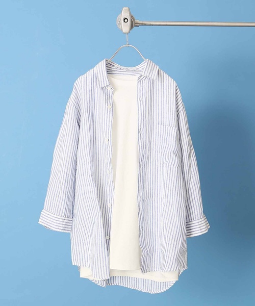 JOURNAL STANDARD（ジャーナルスタンダード）の「リネンパターンレギュラー7分袖シャツ＃（シャツ/ブラウス・メンズ・クリアブルー/ダークブルー/ブルー系その他/コバルトブルー・SMALL/MEDIUM/LARGE）」の2枚目の写真