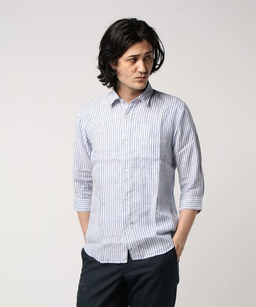 JOURNAL STANDARD（ジャーナルスタンダード）の「リネンパターンレギュラー7分袖シャツ＃（シャツ/ブラウス・メンズ・クリアブルー/ダークブルー/ブルー系その他/コバルトブルー・SMALL/MEDIUM/LARGE）」の18枚目の写真