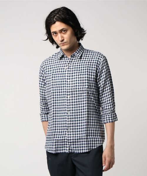 JOURNAL STANDARD（ジャーナルスタンダード）の「リネンパターンレギュラー7分袖シャツ＃（シャツ/ブラウス・メンズ・クリアブルー/ダークブルー/ブルー系その他/コバルトブルー・SMALL/MEDIUM/LARGE）」の16枚目の写真