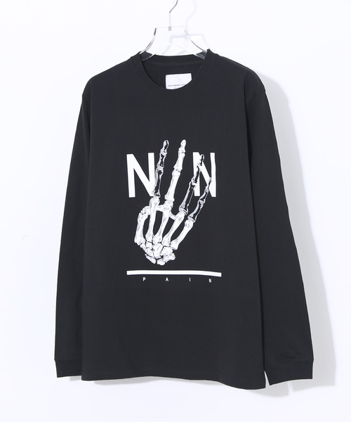 ナンバーナイン（M）スカル柄 長袖シャツ 黒 ナンバーナイン スカルプリントスウェット サイズ4 ブラック ドクロ