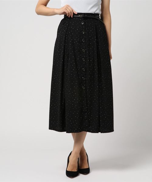 archives（アルシーヴ）の「前釦ランダムドットタックスカート（スカート・レディース・ブラック/グリーン/アイボリー・MEDIUM）」の2枚目の写真