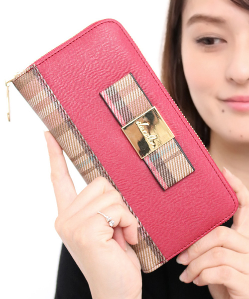 dazzlin（ダズリン）の「【dazzlin】バレッタリボンチェック長財布（財布・レディース・ブラック/ピンク/ワイン/ダークベージュ・FREE）」の4枚目の写真