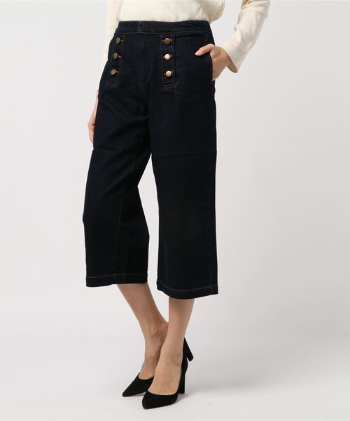 Petit Honfleur（プチオンフルール）の「デニムボタン使いパンツ（デニムパンツ・レディース・ネイビー/ブルー・70/61/64/67）」の5枚目の写真