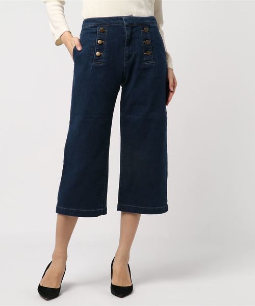 Petit Honfleur（プチオンフルール）の「デニムボタン使いパンツ（デニムパンツ・レディース・ネイビー/ブルー・70/61/64/67）」の6枚目の写真