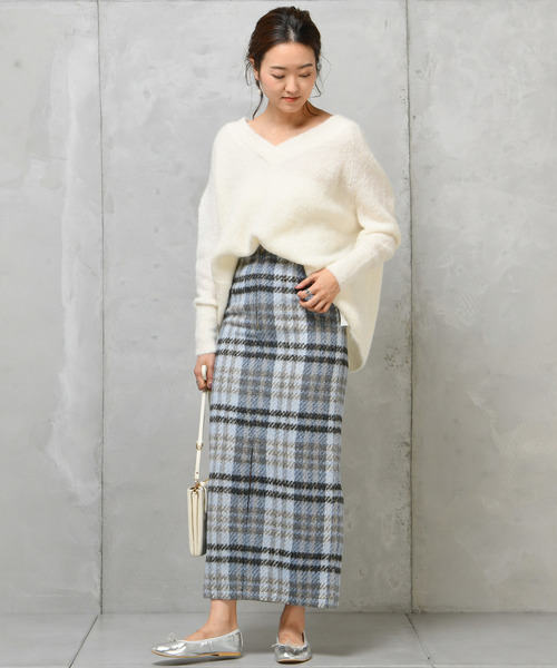 DouDou（ドゥドゥ）の「シャギーチェックスカート（スカート・レディース・ブラウン/ブルー・38/36）」の5枚目の写真