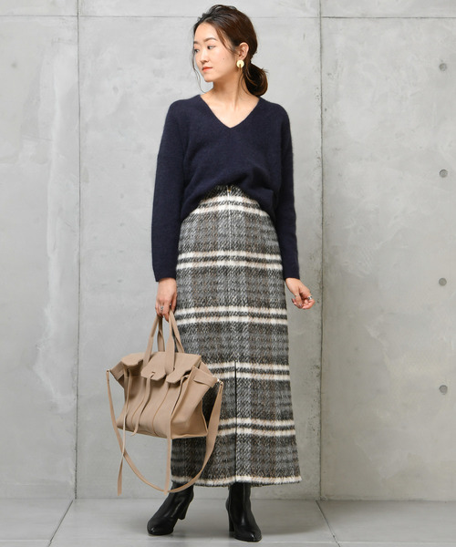 DouDou（ドゥドゥ）の「シャギーチェックスカート（スカート・レディース・ブラウン/ブルー・38/36）」の6枚目の写真