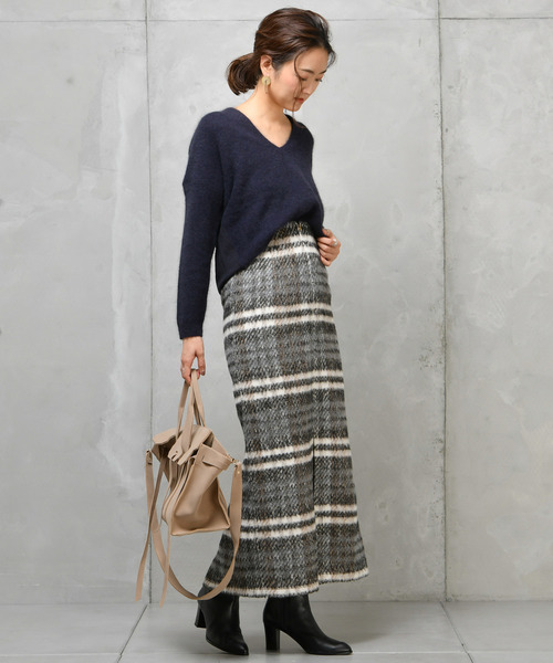 DouDou（ドゥドゥ）の「シャギーチェックスカート（スカート・レディース・ブラウン/ブルー・38/36）」の7枚目の写真