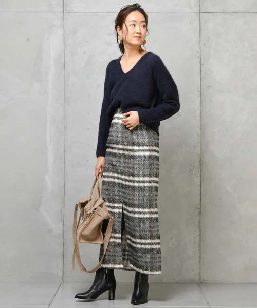 DouDou（ドゥドゥ）の「シャギーチェックスカート（スカート・レディース・ブラウン/ブルー・38/36）」の11枚目の写真