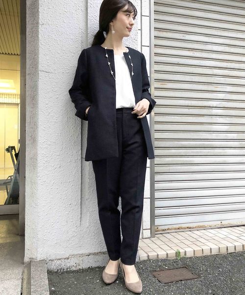 Web限定 綾織りツイードテーパードパンツ