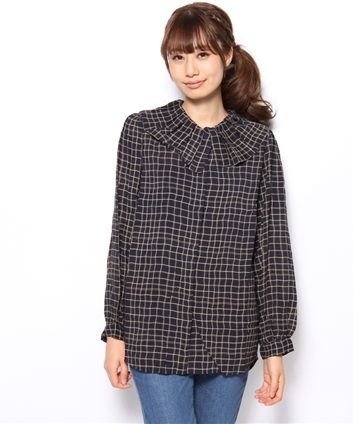 Kastane(カスタネ)の「【Kastane】チェック2WAYタックBL(シャツ/ブラウス・レディース・その他20/キャメル・FREE)」の3枚目の写真