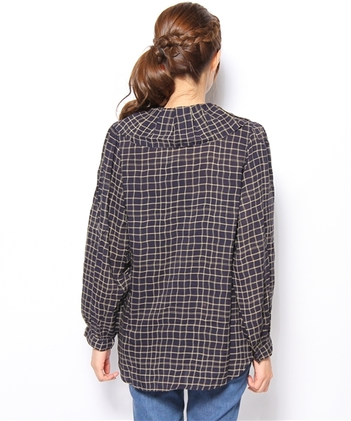 Kastane(カスタネ)の「【Kastane】チェック2WAYタックBL(シャツ/ブラウス・レディース・その他20/キャメル・FREE)」の5枚目の写真