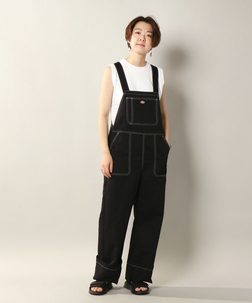 Dickies（ディッキーズ）の「ディッキーズ TCツイルオーバーオール（サロペット/オーバーオール・レディース・ブラック/ベージュ・M/L）」の16枚目の写真
