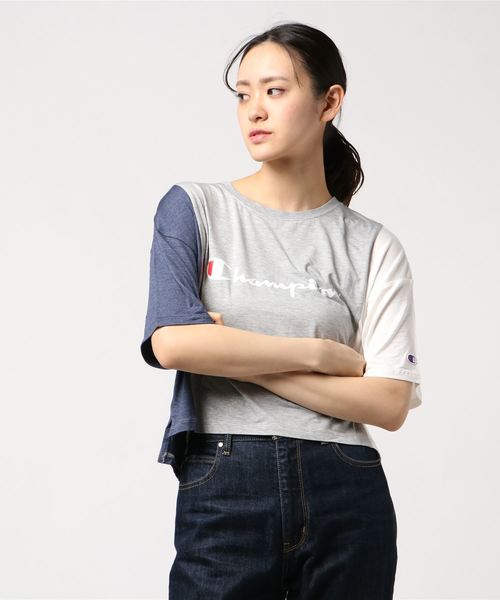 Champion（チャンピオン）の「チャンピオン CROPPED T-SHIRT CW-PS305（Tシャツ/カットソー・レディース・ローズ/ホワイト/グレー・M/L/S/XL）」の2枚目の写真