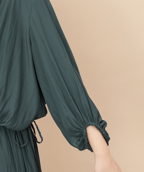 ADAM ET ROPE'（アダムエロペ）の「デシンギャザーマキシドレス（ワンピース・レディース・ライトグリーン/ピンク系その他・FREE）」の3枚目の写真