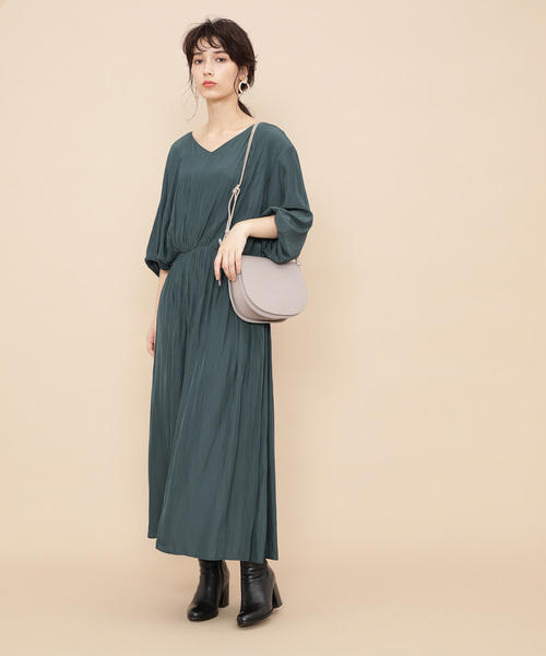 ADAM ET ROPE'（アダムエロペ）の「デシンギャザーマキシドレス（ワンピース・レディース・ライトグリーン/ピンク系その他・FREE）」の8枚目の写真