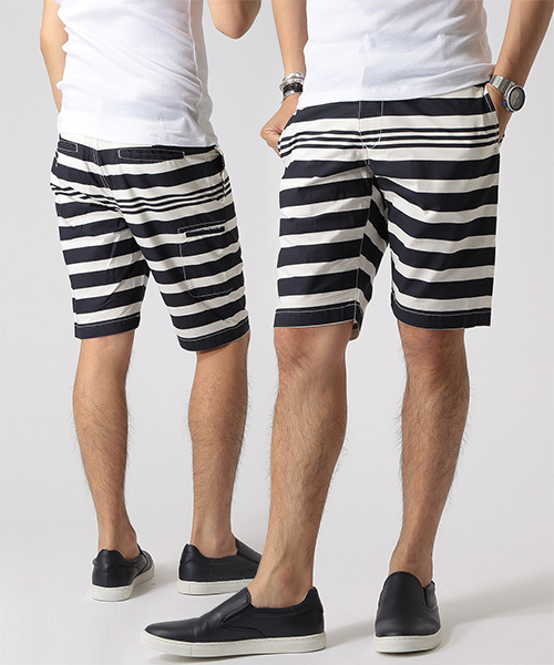 BEAMS（ビームス）の「○BEAMS / ボーダーショーツ（その他パンツ・メンズ・グリーン/ネイビー・SMALL/MEDIUM/LARGE/X-LARGE）」の2枚目の写真