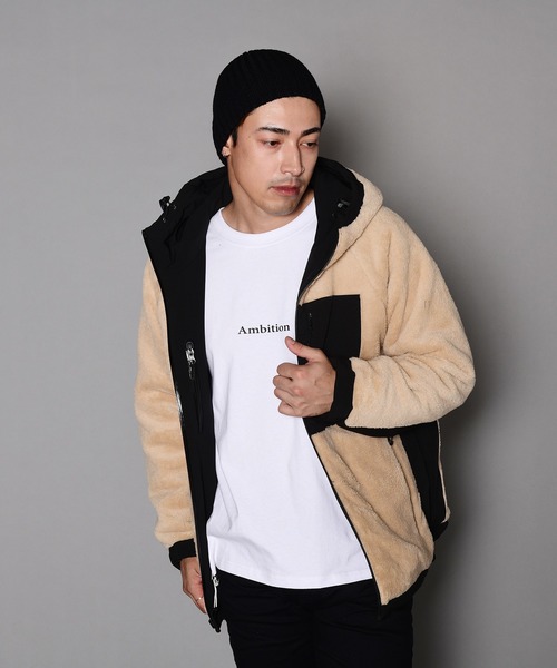 JACKROSE（ジャックローズ）の「裏マイクロボア リバーシブルナイロンフードジャケット（ブルゾン・メンズ・ブラック/ベージュ・M/L/XL）」の5枚目の写真