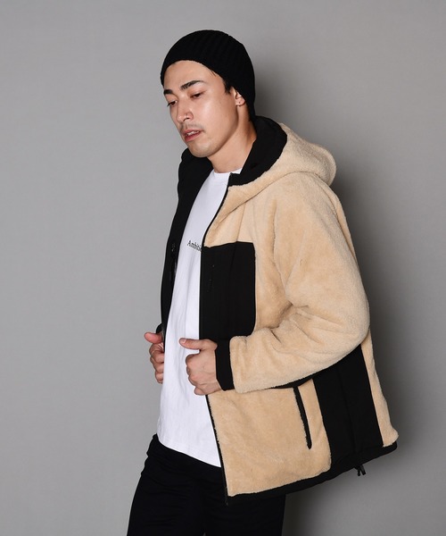 JACKROSE（ジャックローズ）の「裏マイクロボア リバーシブルナイロンフードジャケット（ブルゾン・メンズ・ブラック/ベージュ・M/L/XL）」の10枚目の写真