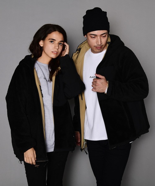 JACKROSE（ジャックローズ）の「裏マイクロボア リバーシブルナイロンフードジャケット（ブルゾン・メンズ・ブラック/ベージュ・M/L/XL）」の3枚目の写真