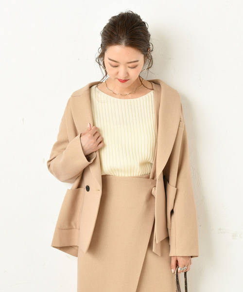 美品　doudou ヘリンボンダブルジャケット ベージュ ヘリンボンダブルジャケット ヘリンボンダブルジャケット | DOUDOU