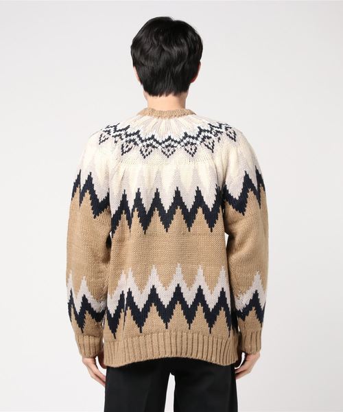 WEGO（ウィゴー）の「WEGO/球芯柄ロービングヤーンビッグシルエットセーター（ニット/セーター・メンズ・ベージュ/ネイビー・MEDIUM/LARGE）」の14枚目の写真