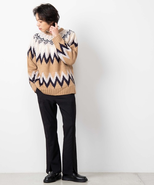 WEGO（ウィゴー）の「WEGO/球芯柄ロービングヤーンビッグシルエットセーター（ニット/セーター・メンズ・ベージュ/ネイビー・MEDIUM/LARGE）」の9枚目の写真