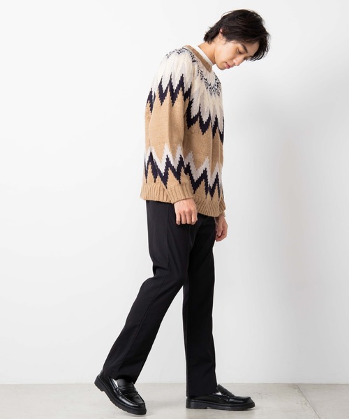 WEGO（ウィゴー）の「WEGO/球芯柄ロービングヤーンビッグシルエットセーター（ニット/セーター・メンズ・ベージュ/ネイビー・MEDIUM/LARGE）」の7枚目の写真