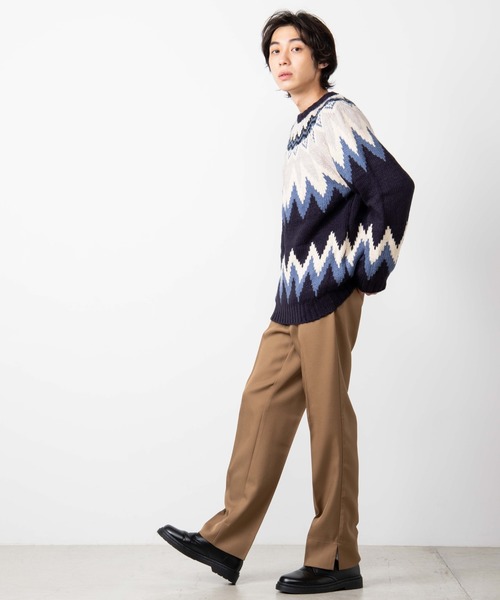 WEGO（ウィゴー）の「WEGO/球芯柄ロービングヤーンビッグシルエットセーター（ニット/セーター・メンズ・ベージュ/ネイビー・MEDIUM/LARGE）」の13枚目の写真