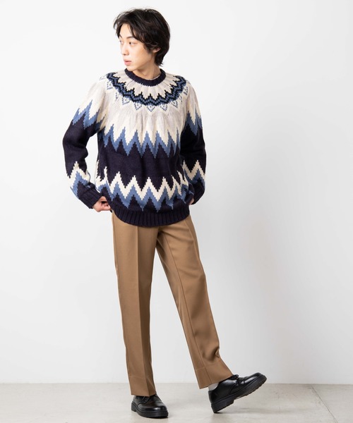 WEGO（ウィゴー）の「WEGO/球芯柄ロービングヤーンビッグシルエットセーター（ニット/セーター・メンズ・ベージュ/ネイビー・MEDIUM/LARGE）」の15枚目の写真