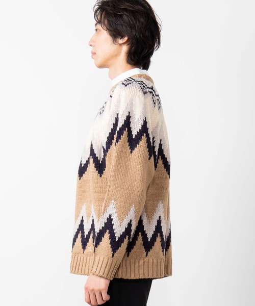 WEGO（ウィゴー）の「WEGO/球芯柄ロービングヤーンビッグシルエットセーター（ニット/セーター・メンズ・ベージュ/ネイビー・MEDIUM/LARGE）」の8枚目の写真