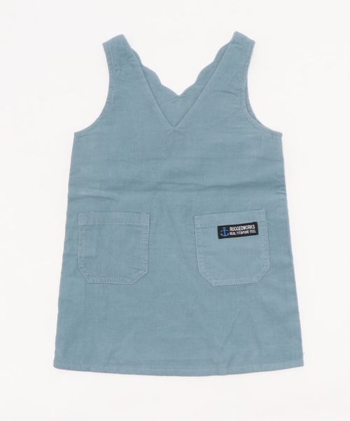 RUGGEDWORKS（ラゲッドワークス）の「ガールズコーデュロイジャンスカ（ジャンパースカート・キッズ・ベージュ/サックスブルー/チャコール・130cm/140cm/90㎝/110cm/100cm/120cm）」の4枚目の写真