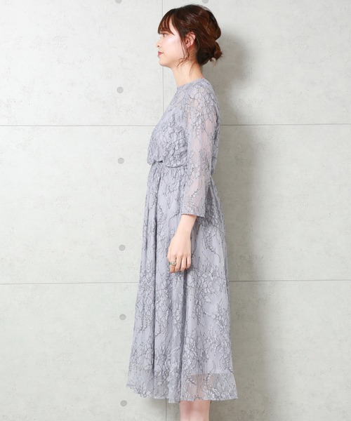 MARLENE JOBERT（マルレーヌ　ジョベル）の「ツートンレース　マキシ丈ドレスワンピース（ドレス・レディース・ネイビー/グレイッシュブルー/ピンク系その他/パープル/グレー・M/L/LL）」の7枚目の写真