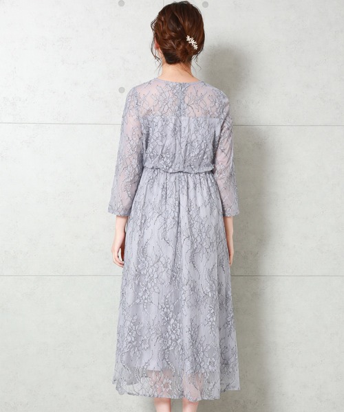 MARLENE JOBERT（マルレーヌ　ジョベル）の「ツートンレース　マキシ丈ドレスワンピース（ドレス・レディース・ネイビー/グレイッシュブルー/ピンク系その他/パープル/グレー・M/L/LL）」の8枚目の写真