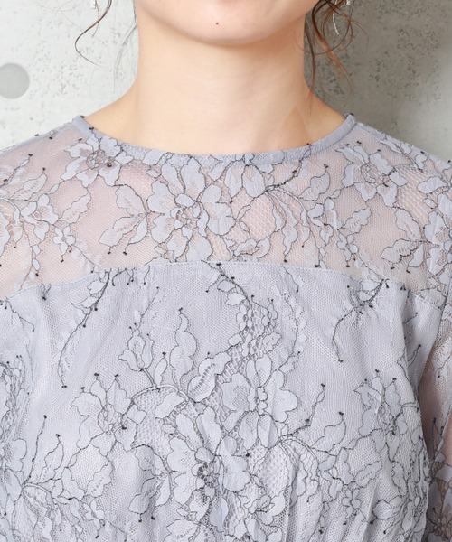 MARLENE JOBERT（マルレーヌ　ジョベル）の「ツートンレース　マキシ丈ドレスワンピース（ドレス・レディース・ネイビー/グレイッシュブルー/ピンク系その他/パープル/グレー・M/L/LL）」の10枚目の写真