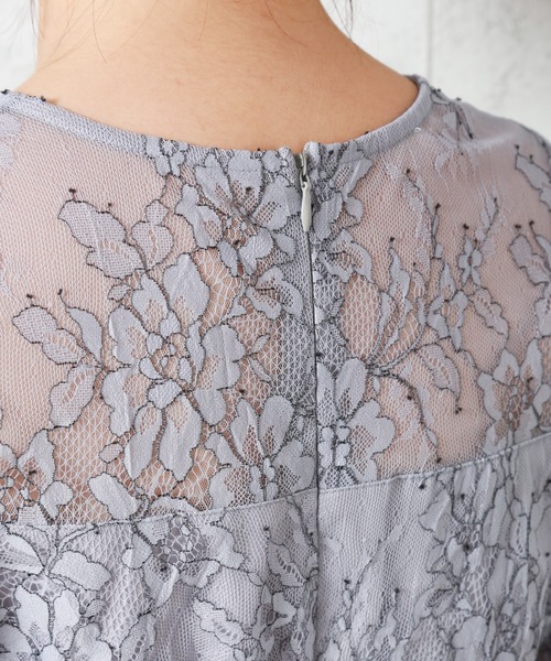 MARLENE JOBERT（マルレーヌ　ジョベル）の「ツートンレース　マキシ丈ドレスワンピース（ドレス・レディース・ネイビー/グレイッシュブルー/ピンク系その他/パープル/グレー・M/L/LL）」の11枚目の写真