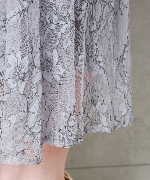 MARLENE JOBERT（マルレーヌ　ジョベル）の「ツートンレース　マキシ丈ドレスワンピース（ドレス・レディース・ネイビー/グレイッシュブルー/ピンク系その他/パープル/グレー・M/L/LL）」の13枚目の写真