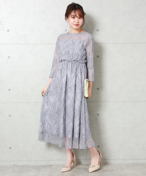 MARLENE JOBERT（マルレーヌ　ジョベル）の「ツートンレース　マキシ丈ドレスワンピース（ドレス・レディース・ネイビー/グレイッシュブルー/ピンク系その他/パープル/グレー・M/L/LL）」の21枚目の写真