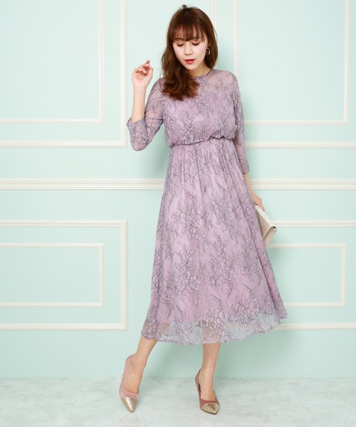 MARLENE JOBERT（マルレーヌ　ジョベル）の「ツートンレース　マキシ丈ドレスワンピース（ドレス・レディース・ネイビー/グレイッシュブルー/ピンク系その他/パープル/グレー・M/L/LL）」の20枚目の写真