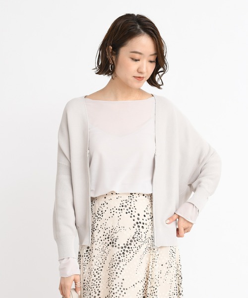 DouDou（ドゥドゥ）の「ジップカーディガン（カーディガン/ボレロ・レディース・オフホワイト/モカ/グレイッシュベージュ・FREE）」の12枚目の写真