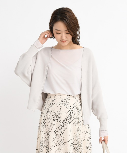 DouDou（ドゥドゥ）の「ジップカーディガン（カーディガン/ボレロ・レディース・オフホワイト/モカ/グレイッシュベージュ・FREE）」の15枚目の写真