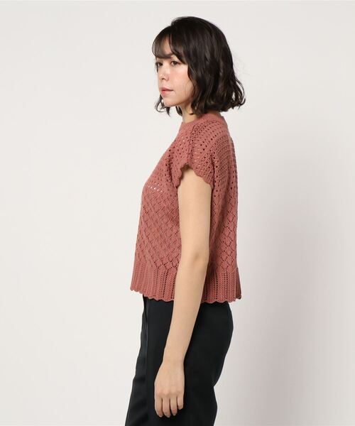 KOBE LETTUCE（コウベレタス）の「透かし編みフレンチスリーブニットトップス（ニット/セーター・レディース・ブラック/ライトベージュ/オレンジ/ブラウン/ベージュ/オリーブ/アイボリー・FREE）」の17枚目の写真