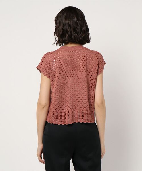 KOBE LETTUCE（コウベレタス）の「透かし編みフレンチスリーブニットトップス（ニット/セーター・レディース・ブラック/ライトベージュ/オレンジ/ブラウン/ベージュ/オリーブ/アイボリー・FREE）」の15枚目の写真