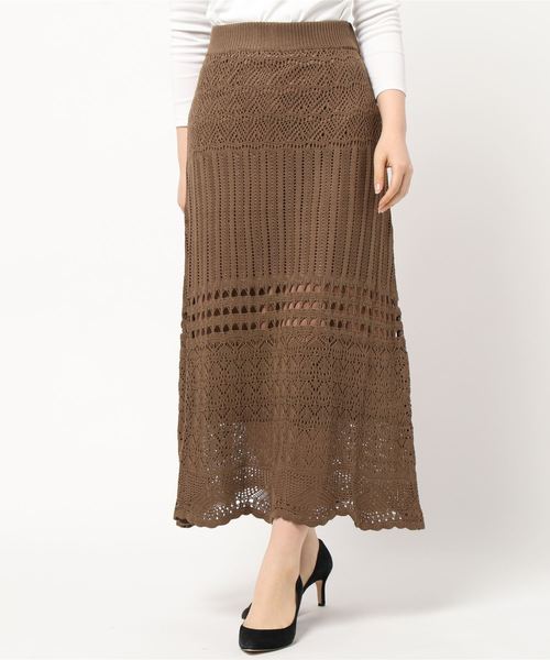 archives（アルシーヴ）の「【setupにも】クロシェニットスカート（スカート・レディース・ベージュ/ブラウン/ブルー・MEDIUM）」の2枚目の写真