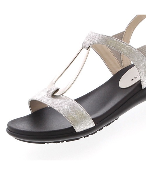 JELLY BEANS（ジェリービーンズ）の「オーバルメタルパーツフラットサンダル(204-12512)JELLY BEANS(ジェリービーンズ)（サンダル・レディース・ブラック/シルバー/パイソン・LL/S/M/L）」の8枚目の写真