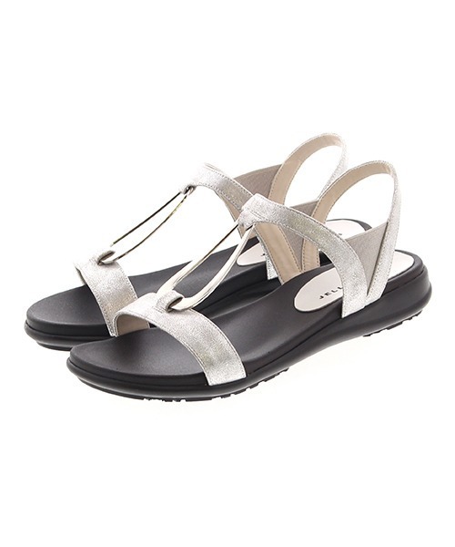 JELLY BEANS（ジェリービーンズ）の「オーバルメタルパーツフラットサンダル(204-12512)JELLY BEANS(ジェリービーンズ)（サンダル・レディース・ブラック/シルバー/パイソン・LL/S/M/L）」の11枚目の写真