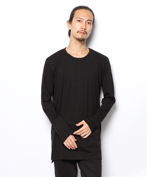 Lui's(ルイス)の「Lui’sサイドスリットロングTシャツ(ロングタイプ)(Tシャツ/カットソー・メンズ・ブラック/オフホワイト/グレー・SMALL/MEDIUM)」の2枚目の写真